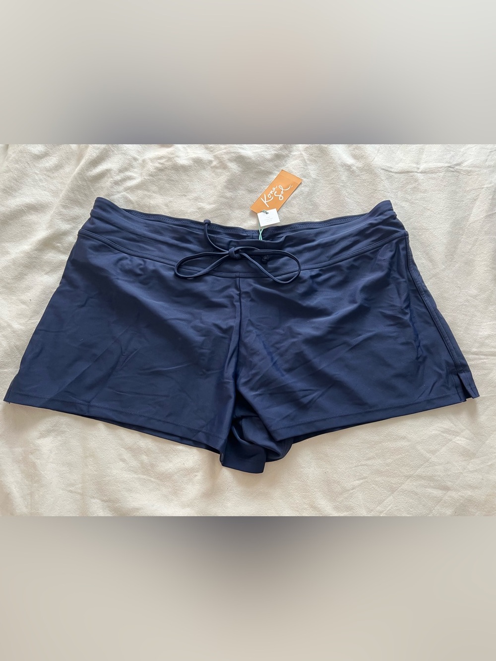 Kona Sol navy blue high coverage swim shorts NWT large